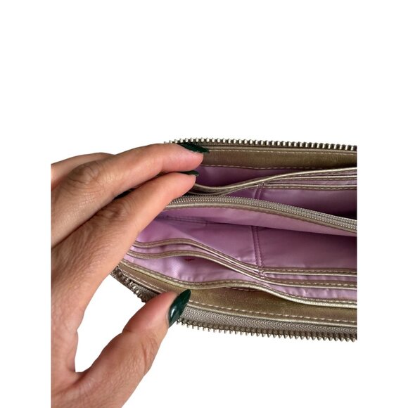 COACH Poppy Greige Leather Zip Limited Edition Wallet - Picture 2 of 7